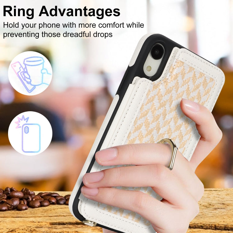 For iPhone XR Double Bckle Card Slot Full Coverage Phone Case with Cross-body Strap
