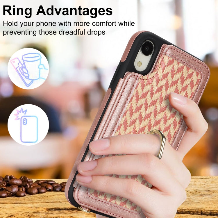 For iPhone XR Double Bckle Card Slot Full Coverage Phone Case with Cross-body Strap