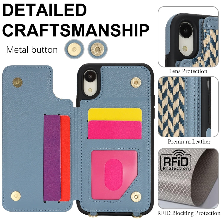 For iPhone XR Double Bckle Card Slot Full Coverage Phone Case with Cross-body Strap