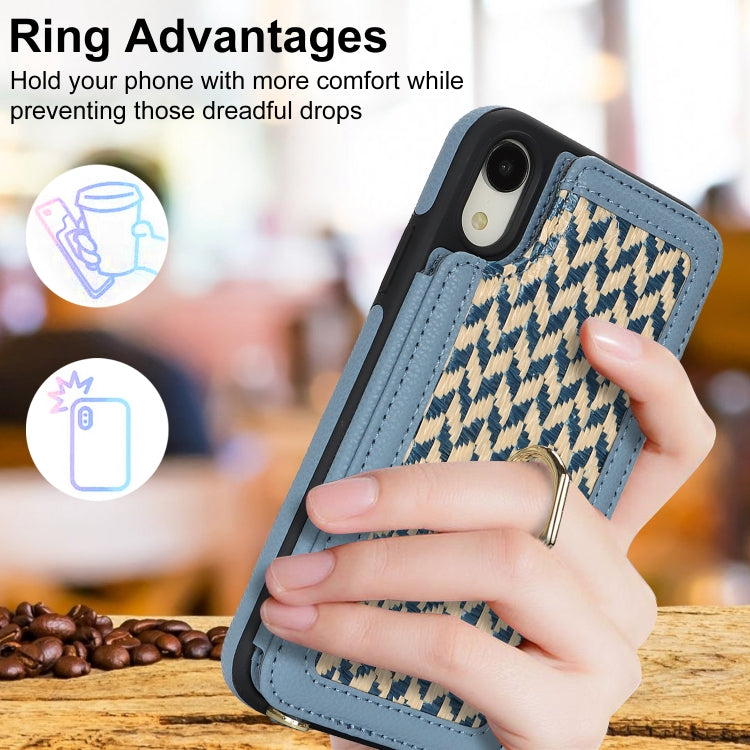 For iPhone XR Double Bckle Card Slot Full Coverage Phone Case with Cross-body Strap