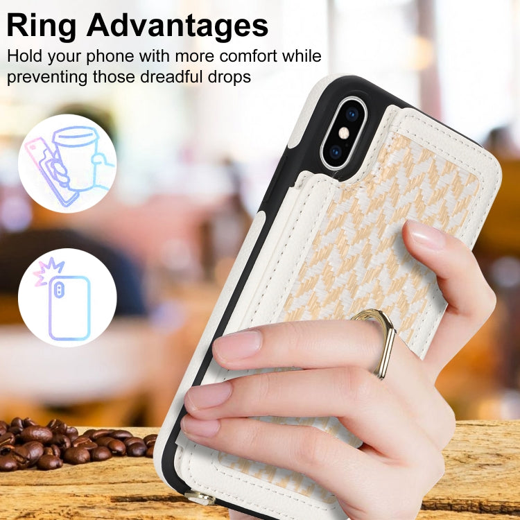 For iPhone XS Max Double Bckle Card Slot Full Coverage Phone Case with Cross-body Strap