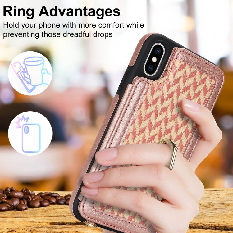 For iPhone XS Max Double Bckle Card Slot Full Coverage Phone Case with Cross-body Strap