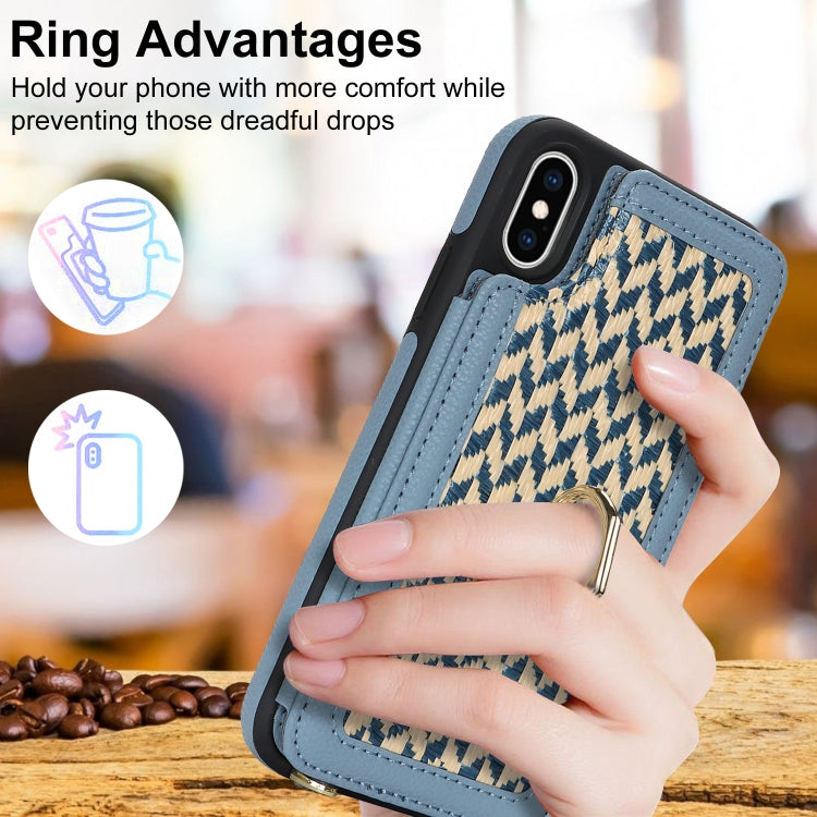 For iPhone XS Max Double Bckle Card Slot Full Coverage Phone Case with Cross-body Strap