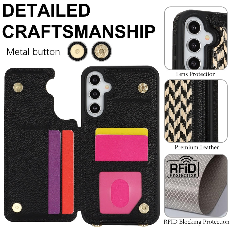 For Samsung Galaxy A14 5G / 4G Double Bckle Card Slot Full Coverage Phone Case with Cross-body Strap