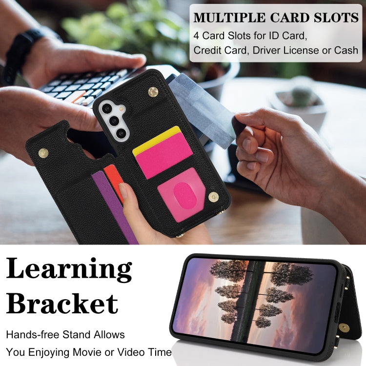 For Samsung Galaxy A14 5G / 4G Double Bckle Card Slot Full Coverage Phone Case with Cross-body Strap