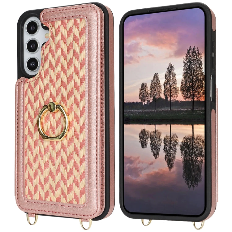 For Samsung Galaxy A14 5G / 4G Double Bckle Card Slot Full Coverage Phone Case with Cross-body Strap