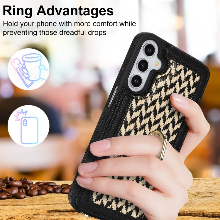 For Samsung Galaxy A15 5G / 4G Double Bckle Card Slot Full Coverage Phone Case with Cross-body Strap