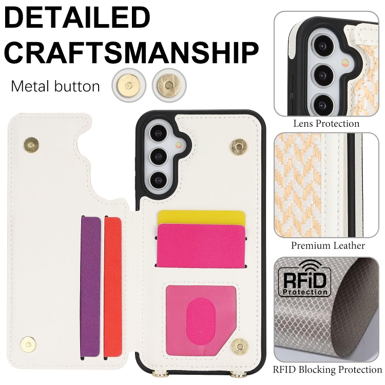 For Samsung Galaxy A15 5G / 4G Double Bckle Card Slot Full Coverage Phone Case with Cross-body Strap