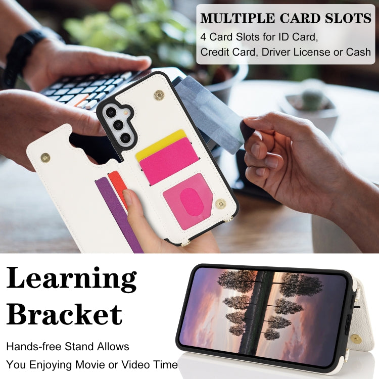 For Samsung Galaxy A15 5G / 4G Double Bckle Card Slot Full Coverage Phone Case with Cross-body Strap