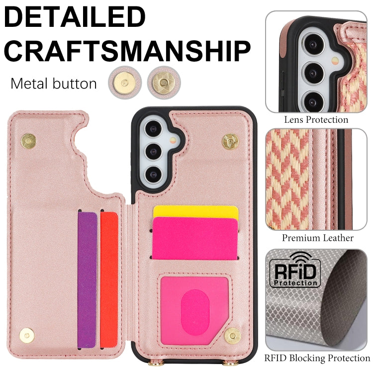 For Samsung Galaxy A15 5G / 4G Double Bckle Card Slot Full Coverage Phone Case with Cross-body Strap