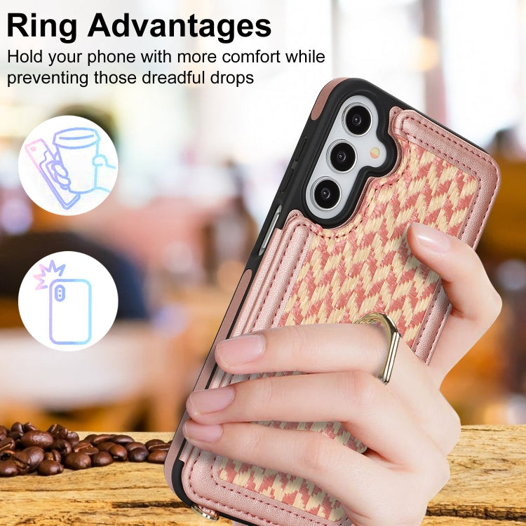 For Samsung Galaxy A15 5G / 4G Double Bckle Card Slot Full Coverage Phone Case with Cross-body Strap
