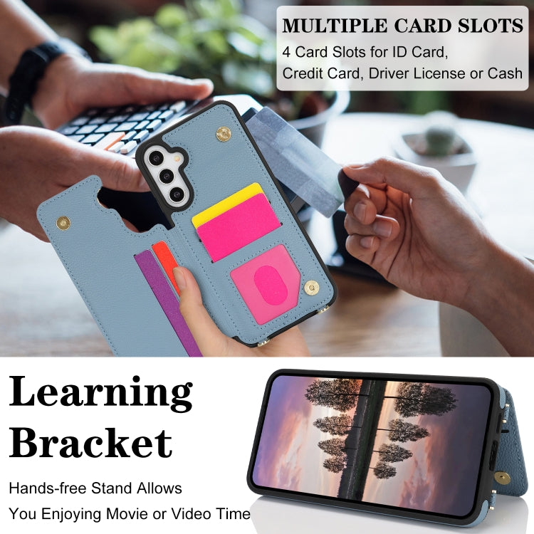 For Samsung Galaxy A15 5G / 4G Double Bckle Card Slot Full Coverage Phone Case with Cross-body Strap