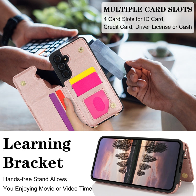 For Samsung Galaxy A35 5G / 4G Double Bckle Card Slot Full Coverage Phone Case with Cross-body Strap