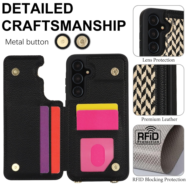 For Samsung Galaxy A55 5G / 4G Double Bckle Card Slot Full Coverage Phone Case with Cross-body Strap