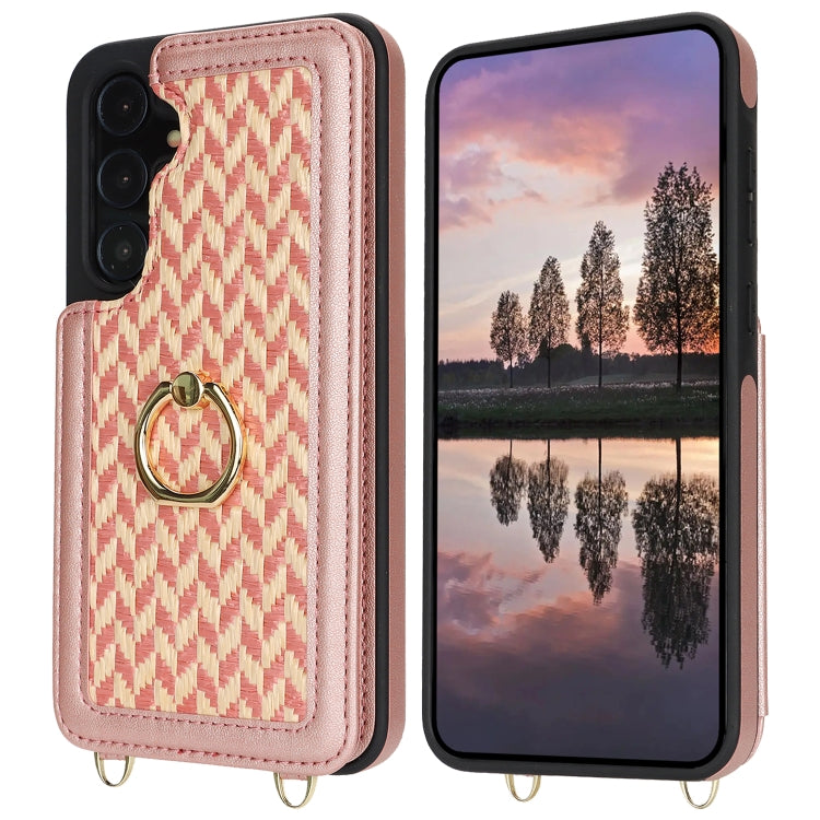 For Samsung Galaxy A55 5G / 4G Double Bckle Card Slot Full Coverage Phone Case with Cross-body Strap