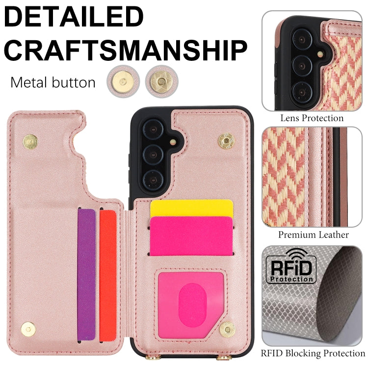 For Samsung Galaxy A55 5G / 4G Double Bckle Card Slot Full Coverage Phone Case with Cross-body Strap