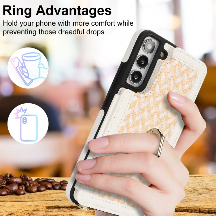 For Samsung Galaxy S22 5G Double Bckle Card Slot Full Coverage Phone Case with Cross-body Strap