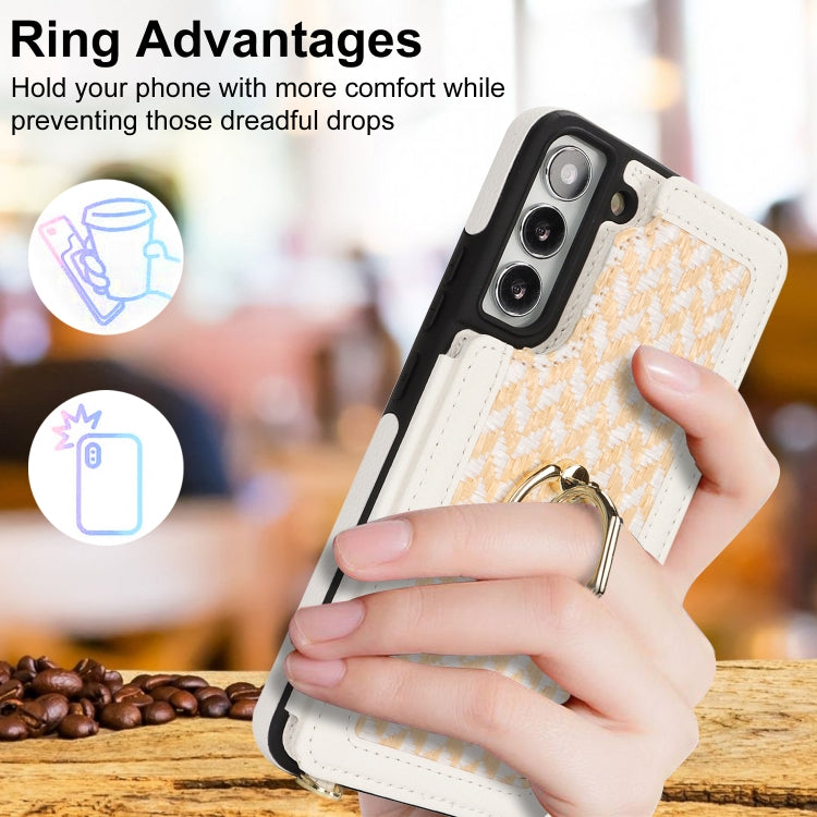 For Samsung Galaxy S22+ 5G Double Bckle Card Slot Full Coverage Phone Case with Cross-body Strap
