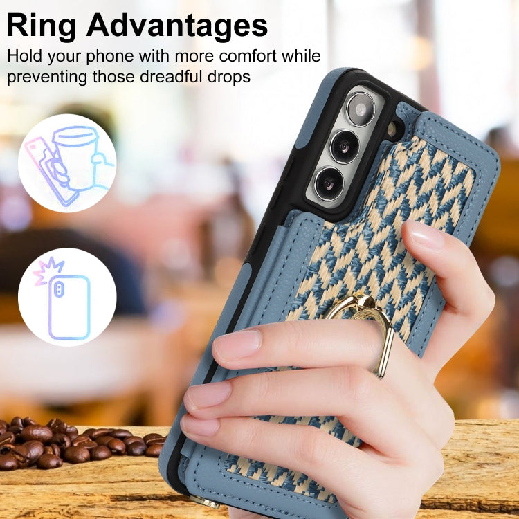For Samsung Galaxy S22+ 5G Double Bckle Card Slot Full Coverage Phone Case with Cross-body Strap