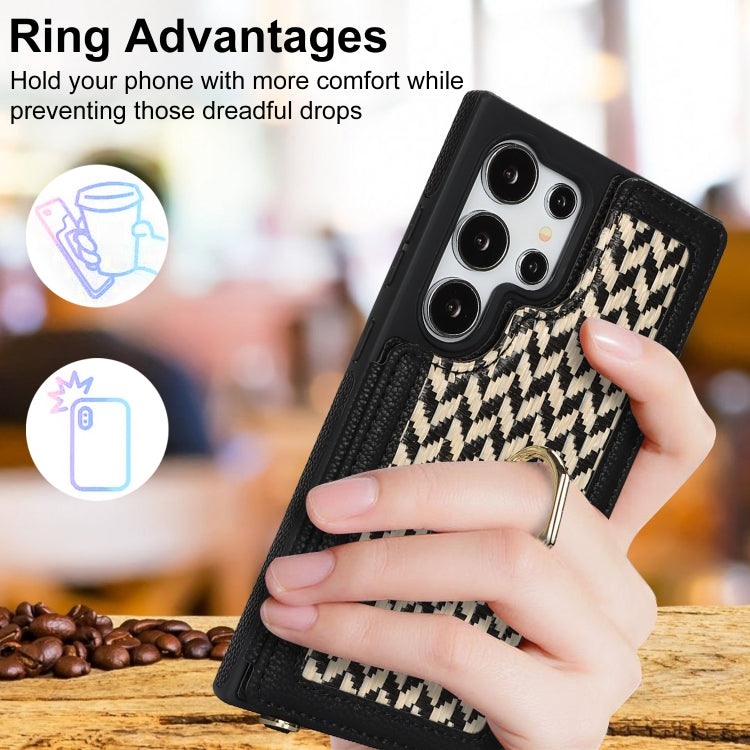 For Samsung Galaxy S22 Ultra 5G Double Bckle Card Slot Full Coverage Phone Case with Cross-body Strap