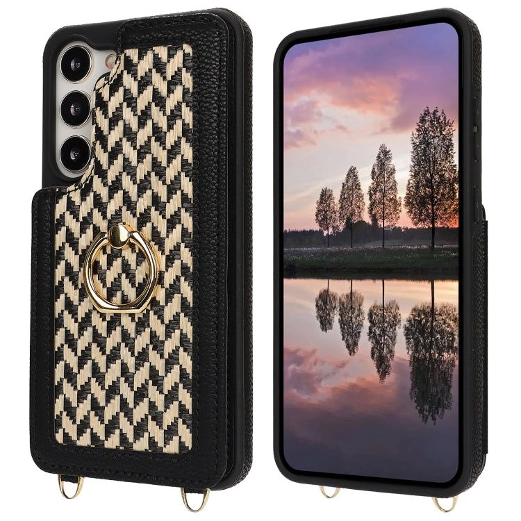 For Samsung Galaxy S23 5G Double Bckle Card Slot Full Coverage Phone Case with Cross-body Strap