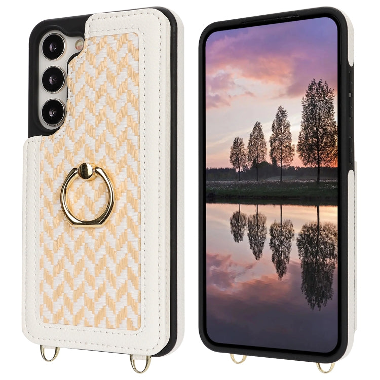 For Samsung Galaxy S23 5G Double Bckle Card Slot Full Coverage Phone Case with Cross-body Strap