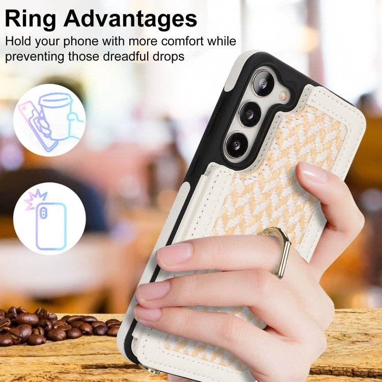 For Samsung Galaxy S23 5G Double Bckle Card Slot Full Coverage Phone Case with Cross-body Strap