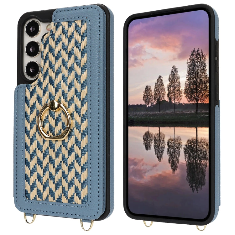 For Samsung Galaxy S23 5G Double Bckle Card Slot Full Coverage Phone Case with Cross-body Strap