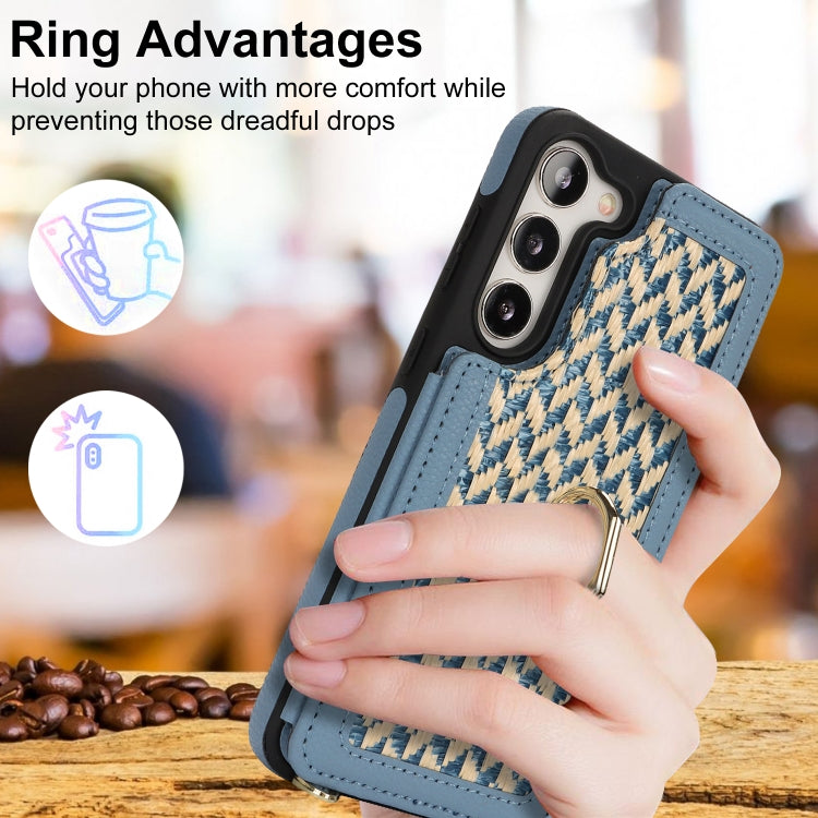 For Samsung Galaxy S23 5G Double Bckle Card Slot Full Coverage Phone Case with Cross-body Strap
