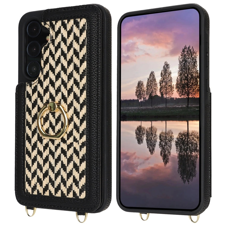 For Samsung Galaxy S23 FE 5G Double Bckle Card Slot Full Coverage Phone Case with Cross-body Strap