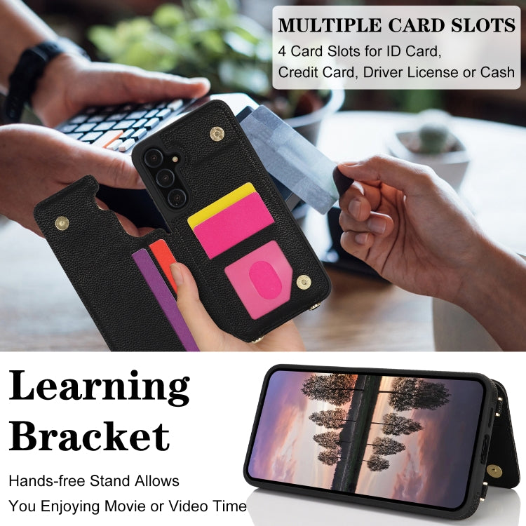 For Samsung Galaxy S23 FE 5G Double Bckle Card Slot Full Coverage Phone Case with Cross-body Strap