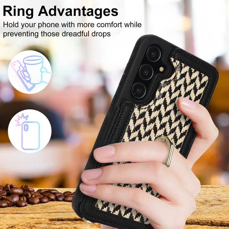 For Samsung Galaxy S23 FE 5G Double Bckle Card Slot Full Coverage Phone Case with Cross-body Strap