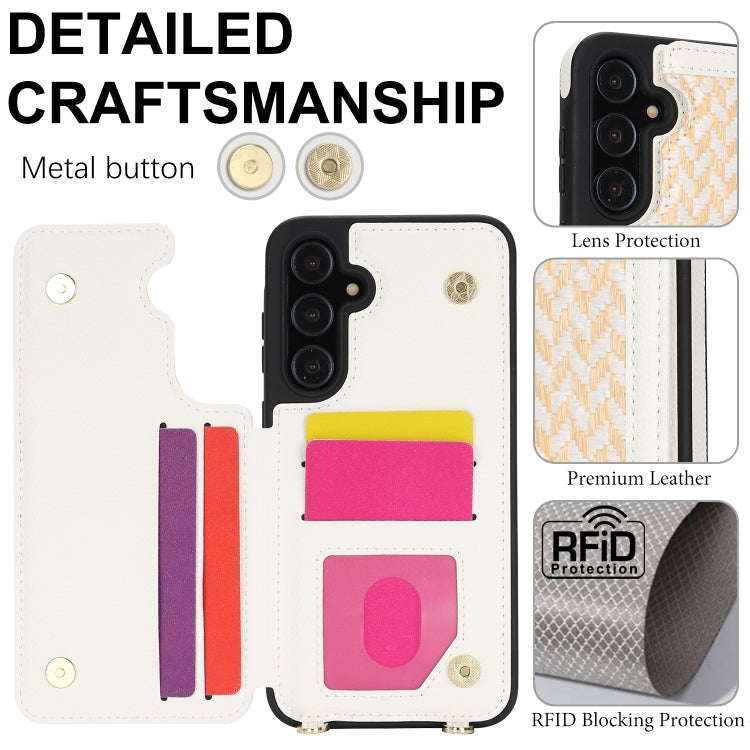 For Samsung Galaxy S23 FE 5G Double Bckle Card Slot Full Coverage Phone Case with Cross-body Strap