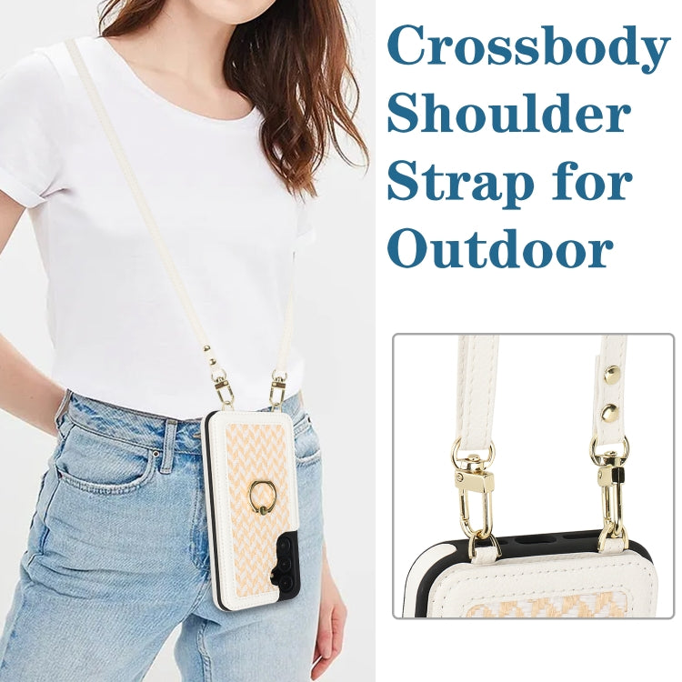 For Samsung Galaxy S23 FE 5G Double Bckle Card Slot Full Coverage Phone Case with Cross-body Strap