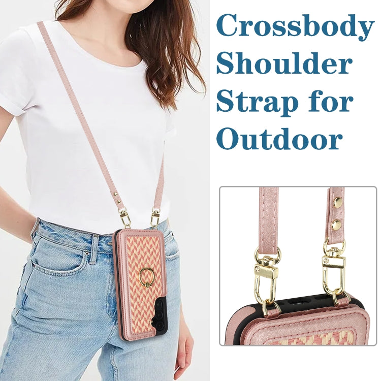 For Samsung Galaxy S23 FE 5G Double Bckle Card Slot Full Coverage Phone Case with Cross-body Strap