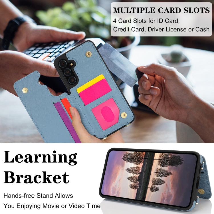 For Samsung Galaxy S23 FE 5G Double Bckle Card Slot Full Coverage Phone Case with Cross-body Strap