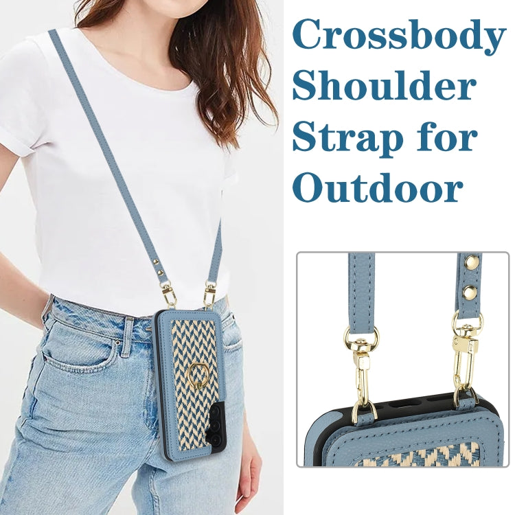For Samsung Galaxy S23 FE 5G Double Bckle Card Slot Full Coverage Phone Case with Cross-body Strap
