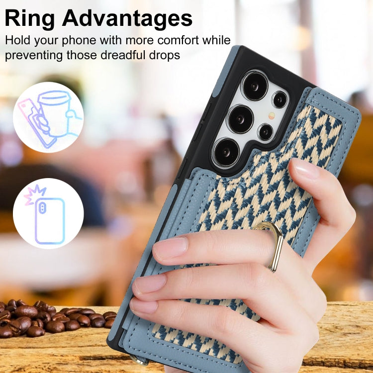 For Samsung Galaxy S23 Ultra 5G Double Bckle Card Slot Full Coverage Phone Case with Cross-body Strap