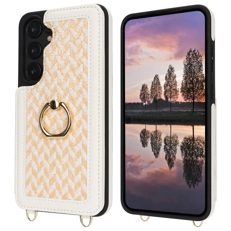 For Samsung Galaxy S24+ 5G Double Bckle Card Slot Full Coverage Phone Case with Cross-body Strap