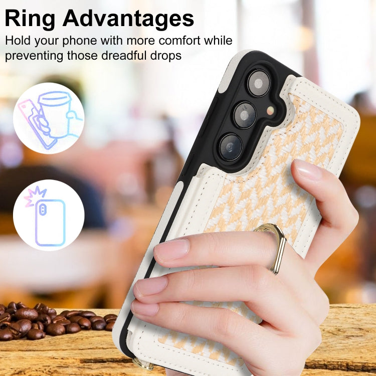 For Samsung Galaxy S24+ 5G Double Bckle Card Slot Full Coverage Phone Case with Cross-body Strap