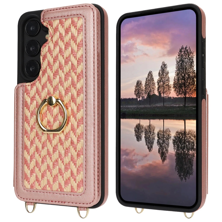 For Samsung Galaxy S24+ 5G Double Bckle Card Slot Full Coverage Phone Case with Cross-body Strap