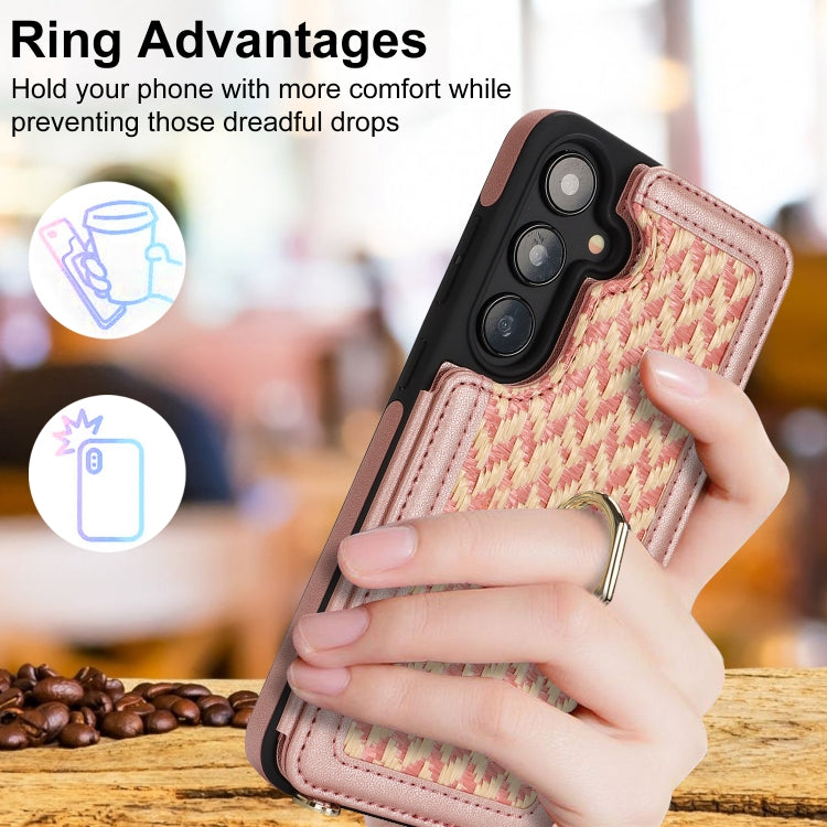 For Samsung Galaxy S24+ 5G Double Bckle Card Slot Full Coverage Phone Case with Cross-body Strap