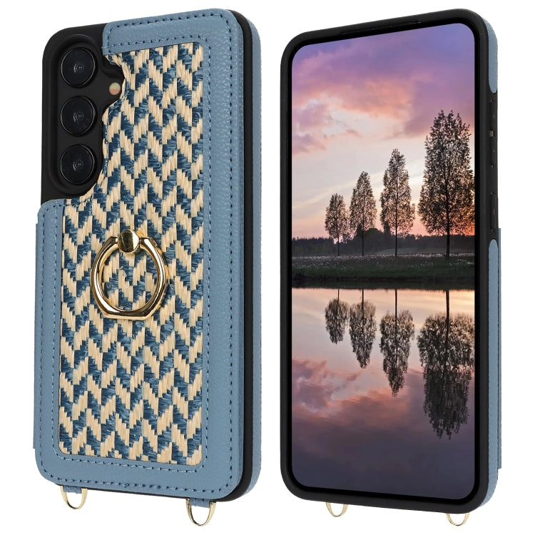 For Samsung Galaxy S24+ 5G Double Bckle Card Slot Full Coverage Phone Case with Cross-body Strap