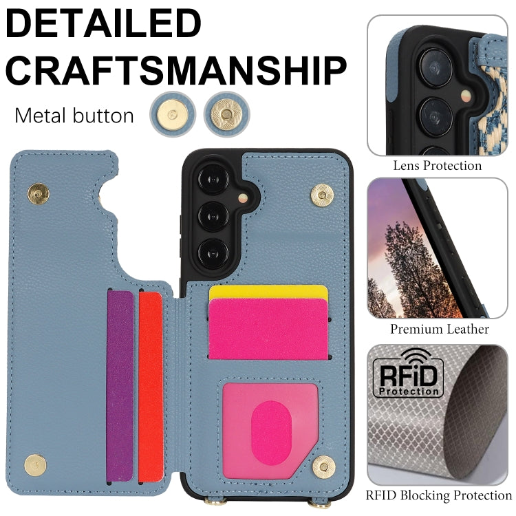 For Samsung Galaxy S24+ 5G Double Bckle Card Slot Full Coverage Phone Case with Cross-body Strap