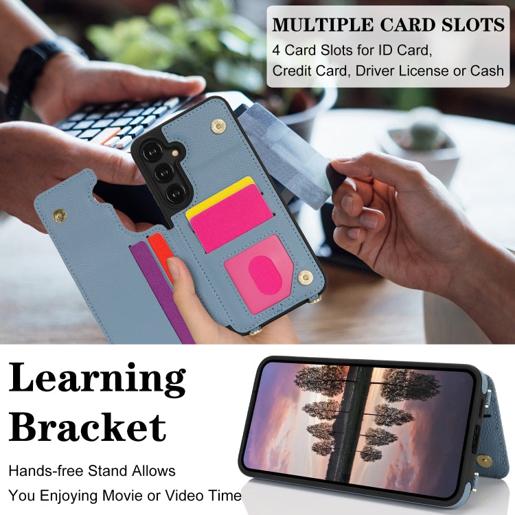 For Samsung Galaxy S24+ 5G Double Bckle Card Slot Full Coverage Phone Case with Cross-body Strap