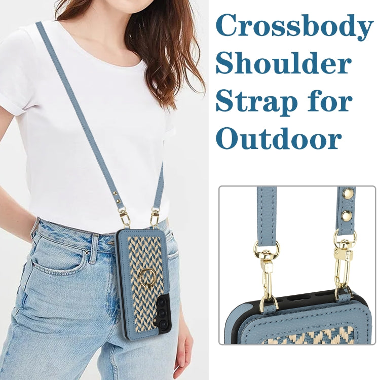 For Samsung Galaxy S24+ 5G Double Bckle Card Slot Full Coverage Phone Case with Cross-body Strap