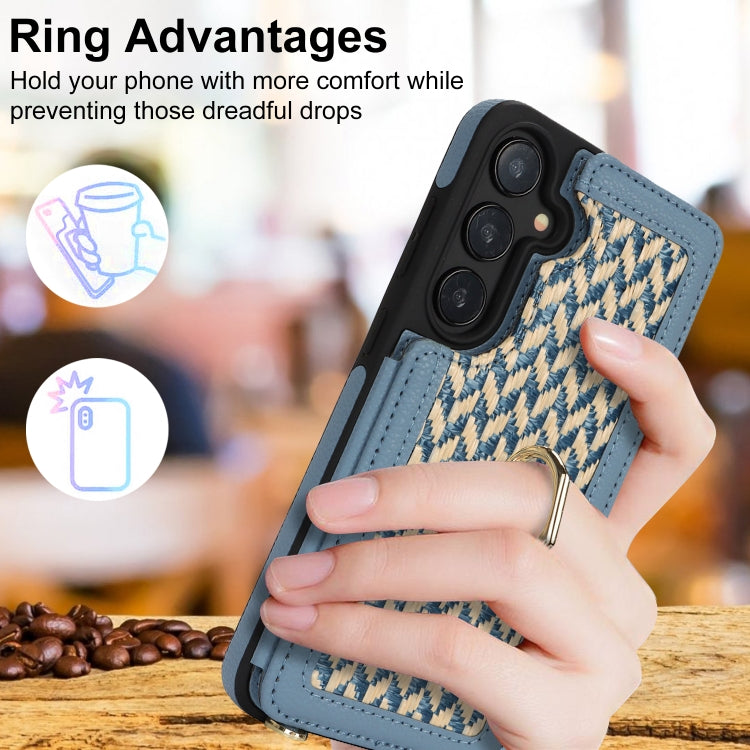 For Samsung Galaxy S24+ 5G Double Bckle Card Slot Full Coverage Phone Case with Cross-body Strap