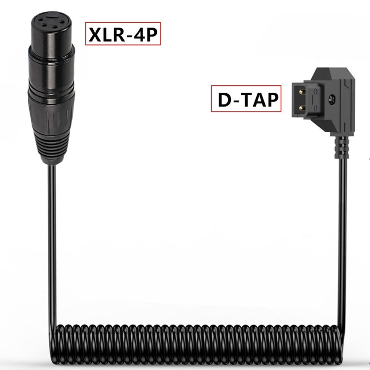 D-Tap to XLR 4 Pin Camera Monitor Power Supply Cable Coiled Adapter Cable, Length: 1.5m - Black