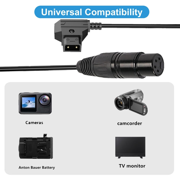 D-Tap to XLR 4 Pin Camera Monitor Power Supply Cable Coiled Adapter Cable, Length: 1.5m - Black