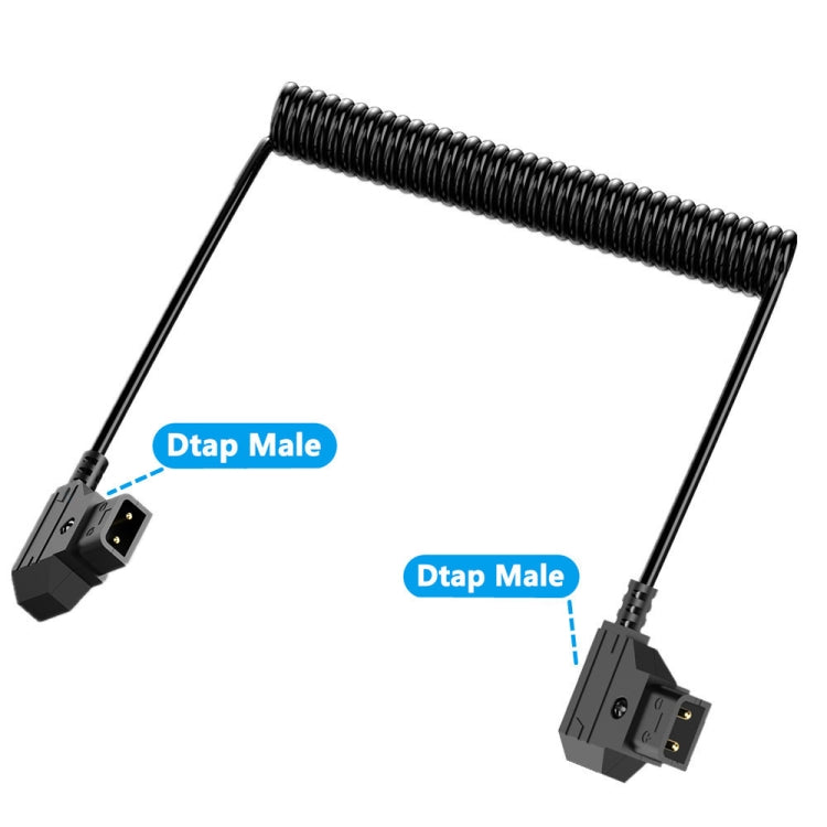 D-Tap Male to D-Tap Male Anton Bauer V-mount Camera Coiled Adapter Extension Cable, Length: 1.5m - Black